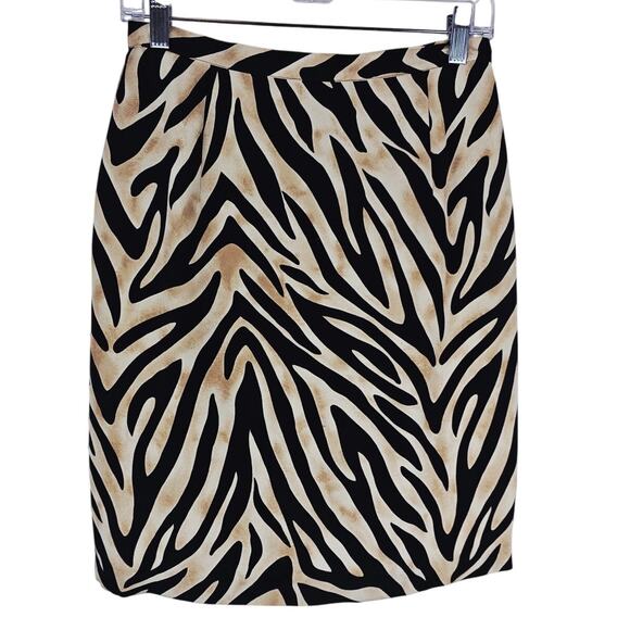 Paolo Santini 100% Silk Lined Tan Black Closet Staple Women's Skirt 10